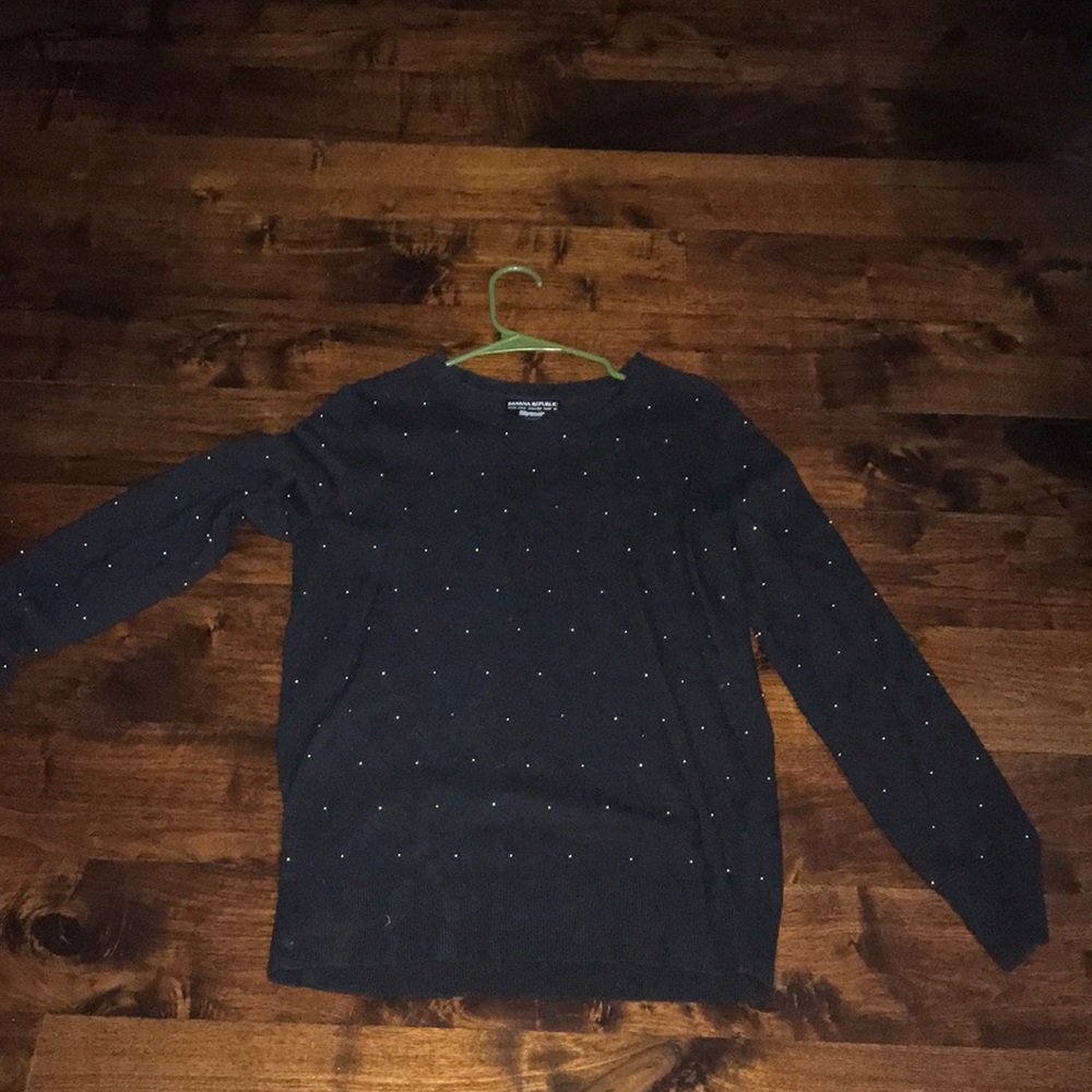 Black sweater with gold beads